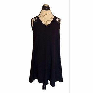 Grace Size XS Dress Black Sleeveless Tunic Shift Knit Embroidered Polyester